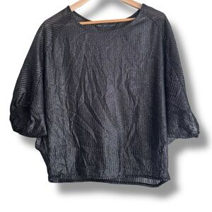 ZARA TOP RHINESTONE BLACK MESH RN 77302 SIZE MEDIUM POLYESTER